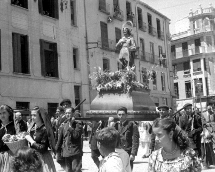 Plaza de San Francisco - Plaza de San Francisco. Foto antigua. Procesin del Sagrado Corazn