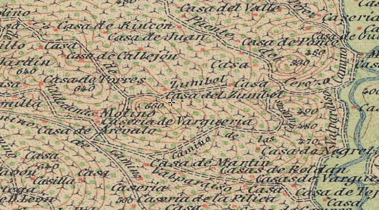 Casera del Zumbel - Casera del Zumbel. Mapa antiguo