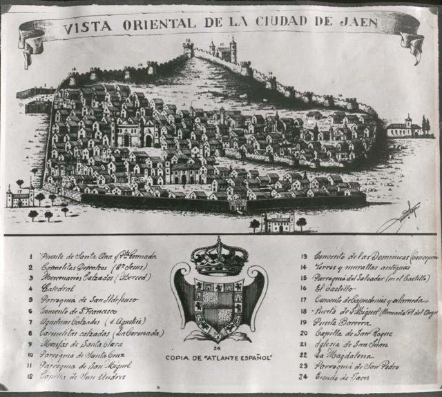 Historia de Jan. Siglo XVIII - Historia de Jan. Siglo XVIII. Vista de Jan. Palomino, 1787. En Atlante Espaol de Bernardo Espinalt. Instituto de Estudios Giennenses.