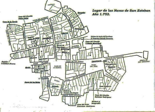 Historia de Navas de San Juan - Historia de Navas de San Juan. Plano 1752 basado en el Catastro del Marqus de la Ensenada y realizado por D. Manuel Valenzuela