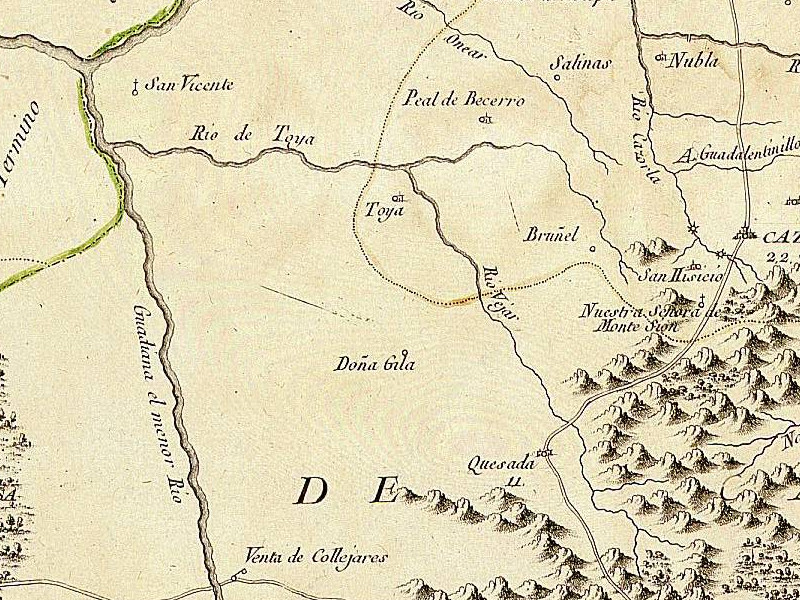 Castillo de Toya - Castillo de Toya. Mapa 1797