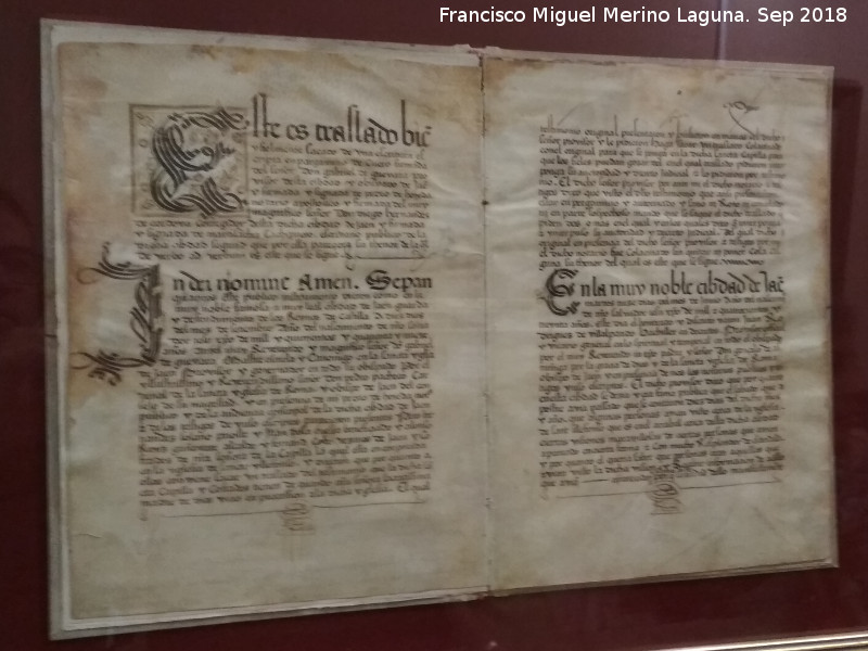 Baslica de San Ildefonso. Documento Notarial del Descenso de la Virgen - Baslica de San Ildefonso. Documento Notarial del Descenso de la Virgen. Copia del testimonio del descenso 1549. Casa Museo de la Virgen de la Capilla