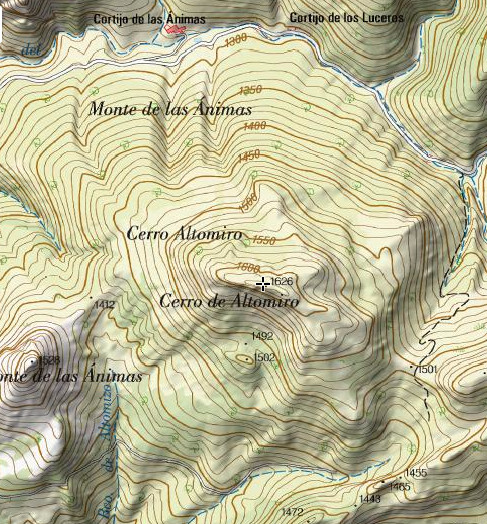 Cerro Altomiro - Cerro Altomiro. Mapa