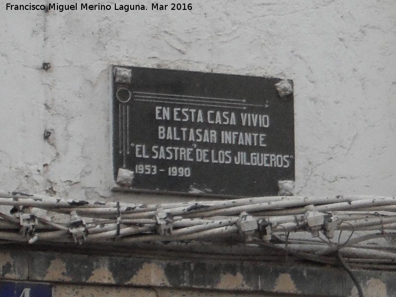 Casa del Sastre de los Jilgueros - Casa del Sastre de los Jilgueros. Placa