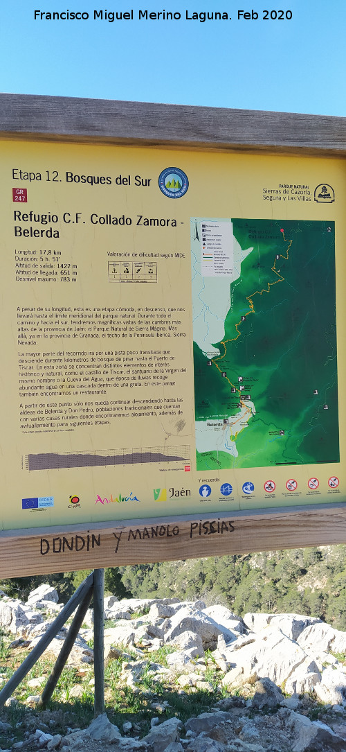 Sendero del Collado Zamora a Belerda - Sendero del Collado Zamora a Belerda. Cartel