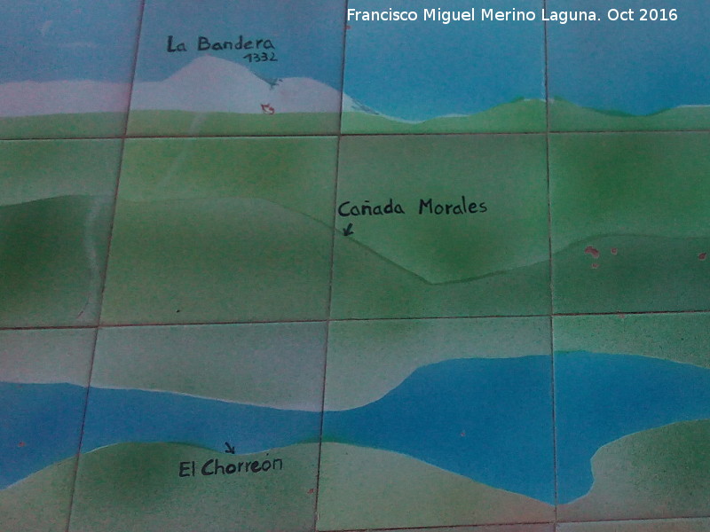 Piedra de los Tres Mojones - Piedra de los Tres Mojones. Panel del Mirador Morra de los Canalizos