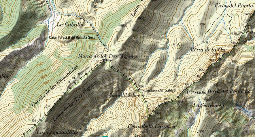 Morra de los Tres Mojones - Morra de los Tres Mojones. Mapa