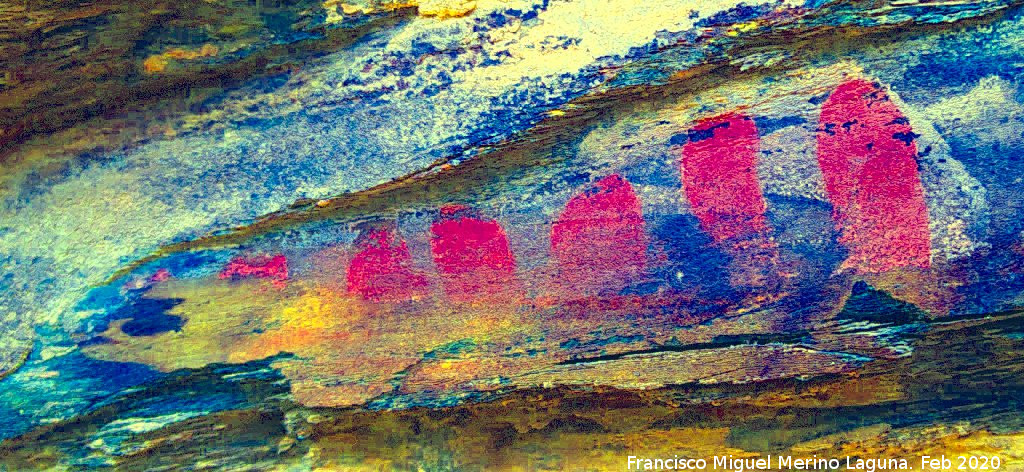 Pinturas rupestres del Abrigo del Guadal�n III - Pinturas rupestres del Abrigo del Guadal�n III. Tratada con Dstretch