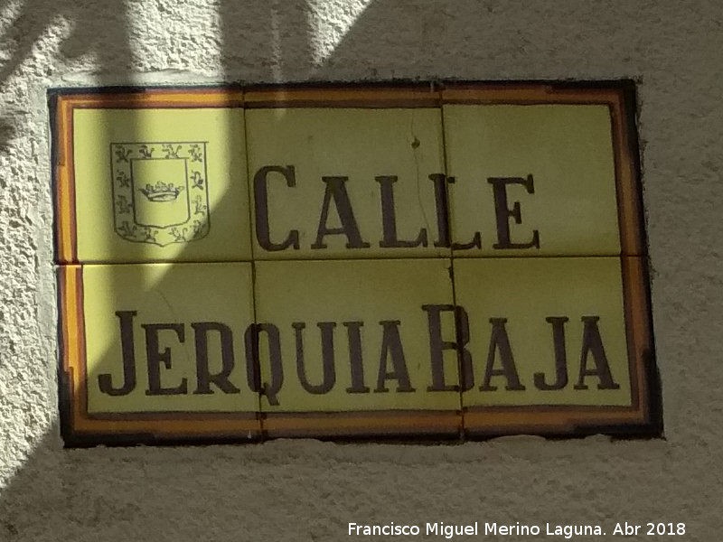 Calle Jerquia Baja - Calle Jerquia Baja. Placa