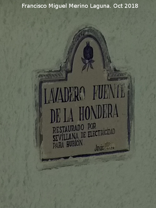 Lavadero de la Fuente Hondera - Lavadero de la Fuente Hondera. Placa