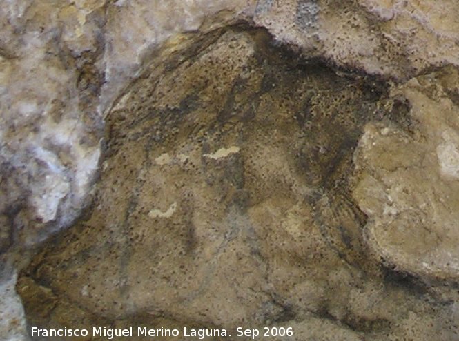 Pinturas rupestres de la Cueva del Engarbo I. Grupo II. Panel V - Pinturas rupestres de la Cueva del Engarbo I. Grupo II. Panel V. Grupo de tres guerreros