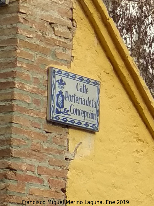 Calle Portera de la Concepcin - Calle Portera de la Concepcin. Placa