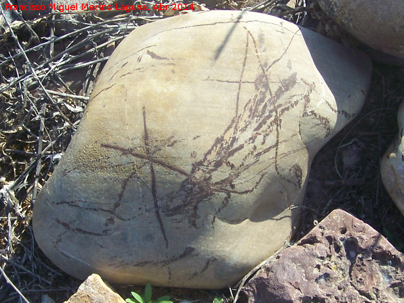 Ciudad iberorromana de Isturgi - Ciudad iberorromana de Isturgi. Piedra con dibujos