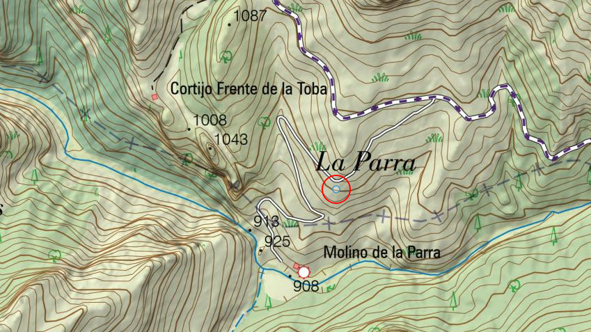 Fuente de la Pista del Molino de la Parra - Fuente de la Pista del Molino de la Parra. Mapa