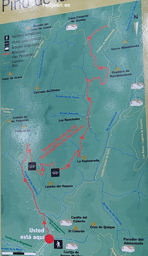 Sendero Puente de las Herrer�as - Pino de las Cruces - Sendero Puente de las Herrer�as - Pino de las Cruces. Mapa
