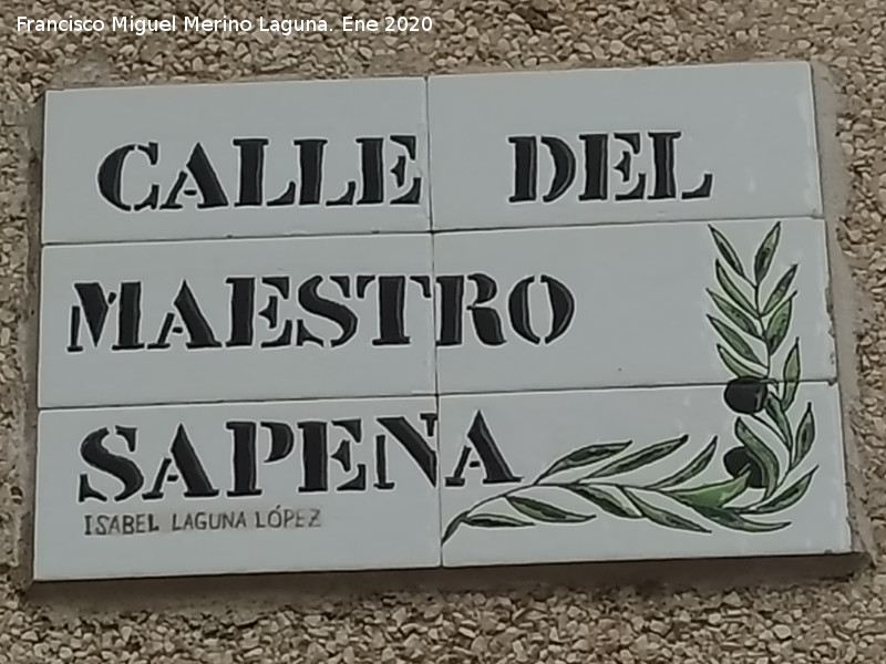 Calle Maestro Sapena - Calle Maestro Sapena. Placa de la ceramista Isabel Laguna L�pez