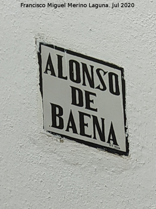 Calle Alonso de Baena - Calle Alonso de Baena. Placa antigua