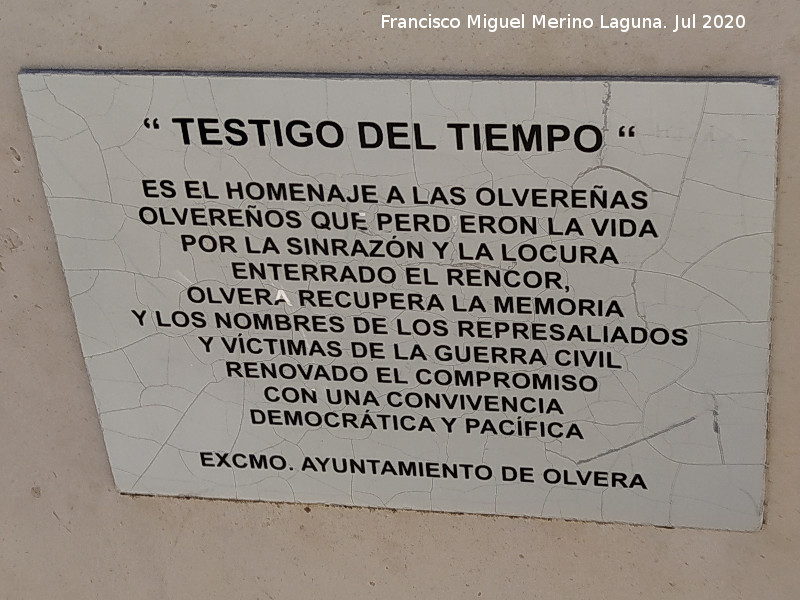 Escultura Testigo del Tiempo - Escultura Testigo del Tiempo. Placa