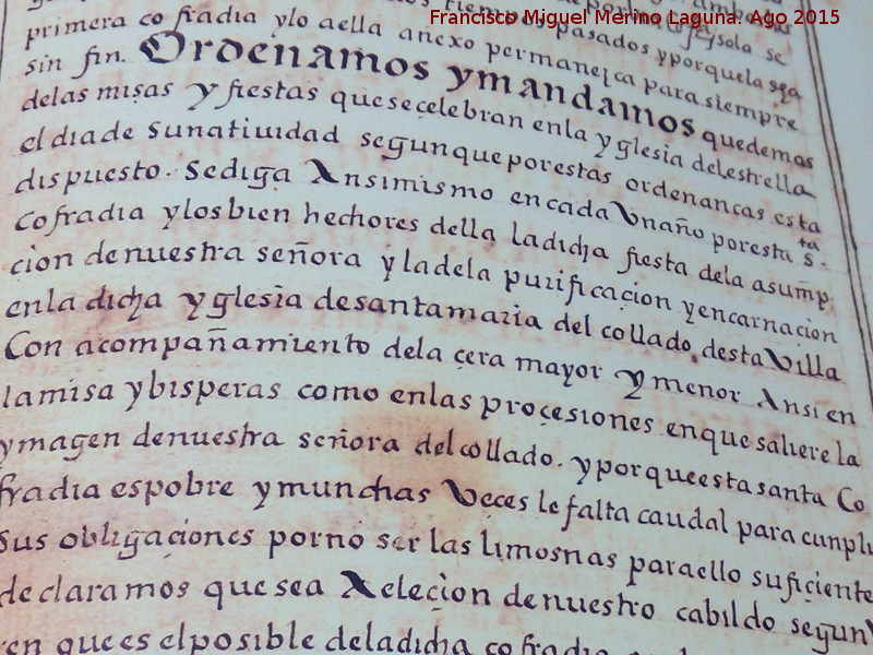 Virgen de la Estrella - Virgen de la Estrella. Ordenanzas de la Cofrada de la Virgen de la Estrella de 1594