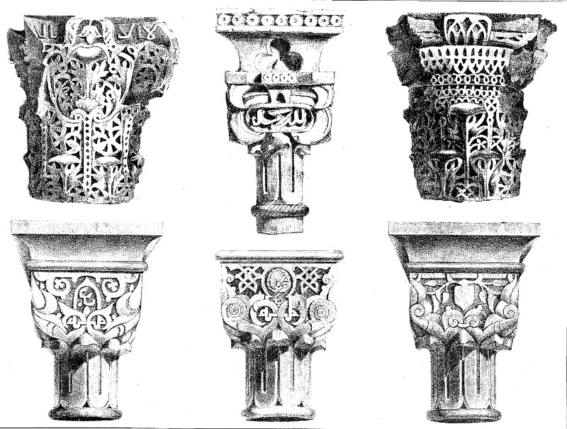 Alhambra - Alhambra. Capiteles. Dibujo de F. J. Parcerisa 1850