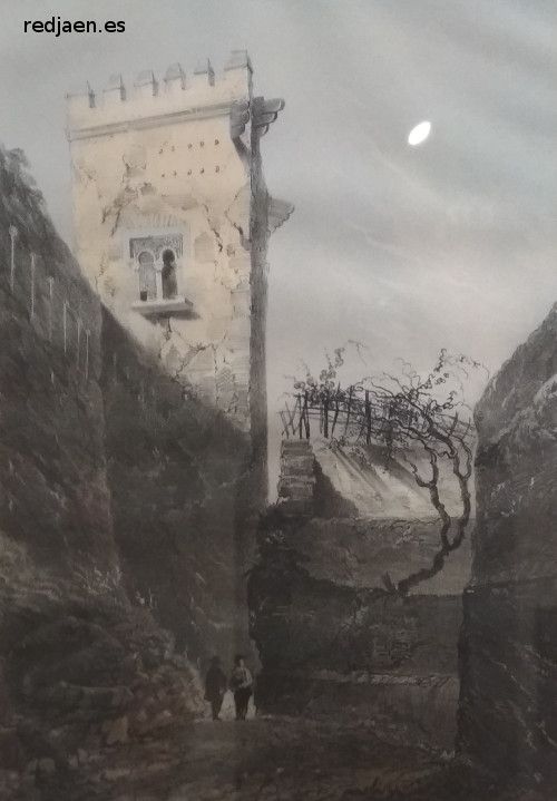 Alhambra. Torre de los Picos - Alhambra. Torre de los Picos. Dibujo antiguo. Casa de los Tiros