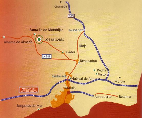 Los Millares - Los Millares. Acceso