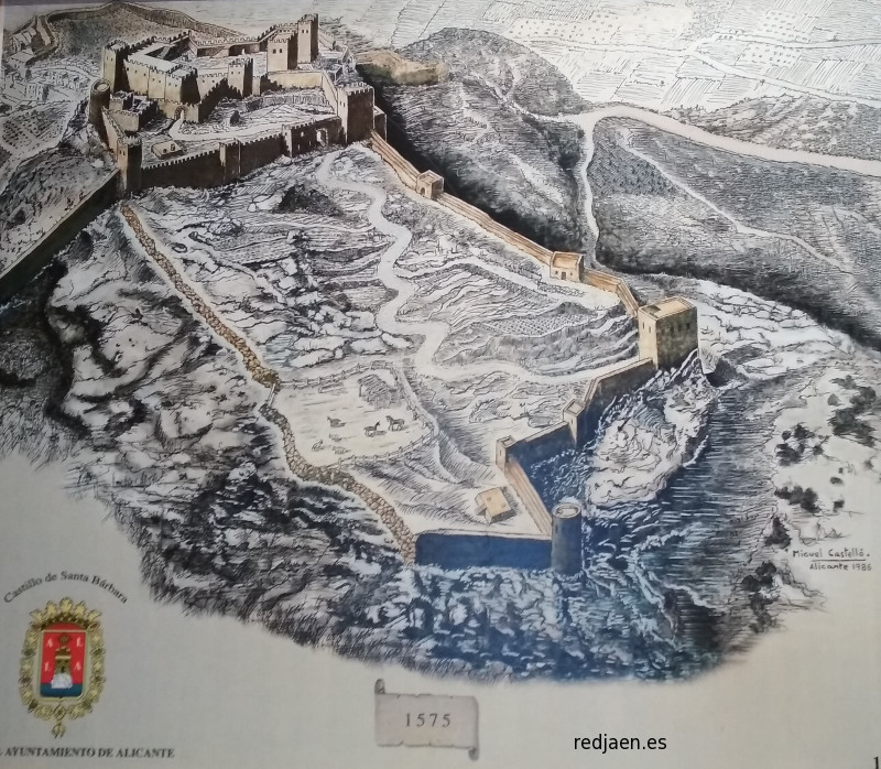 Castillo de Santa Brbara - Castillo de Santa Brbara. Dibujo de Miguel Castello. 1575