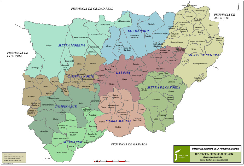 Provincia de Jan - Provincia de Jan. Comarcas