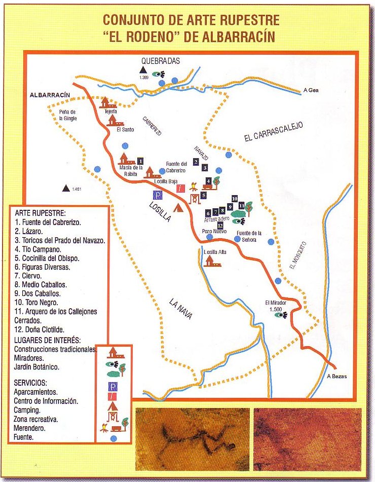 Pinturas rupestres de Albarracn - Pinturas rupestres de Albarracn. Plano