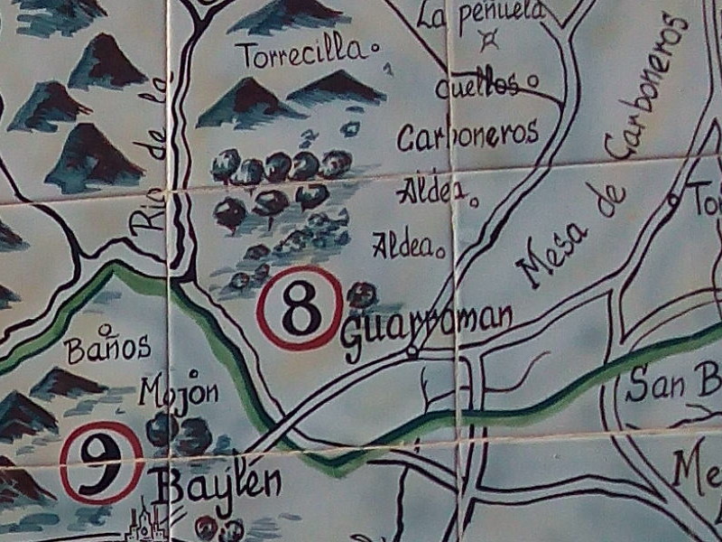 Historia de Baos de la Encina - Historia de Baos de la Encina. Mapa de Bernardo Jurado. Casa de Postas - Villanueva de la Reina