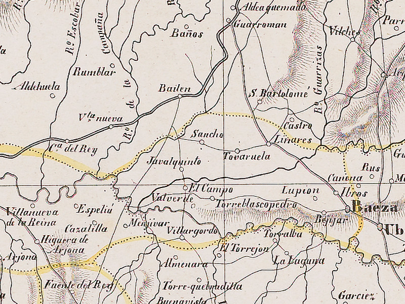 Historia de Baos de la Encina - Historia de Baos de la Encina. Mapa 1850