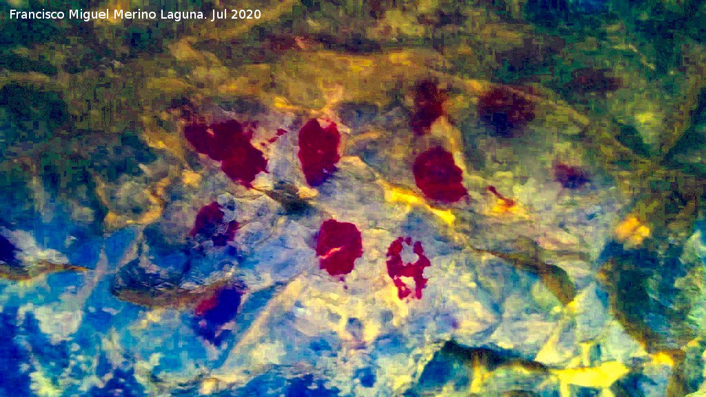 Pinturas rupestres de la Pe�a del Gorri�n IV - Pinturas rupestres de la Pe�a del Gorri�n IV. Tratada con Dstretch