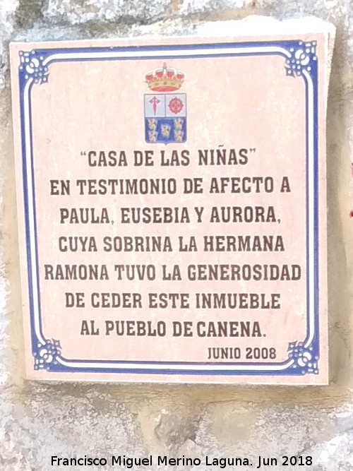 Casa de las Nias - Casa de las Nias. Placa