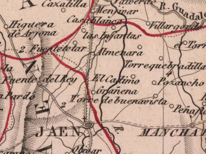 Castillo de Fuentetetar - Castillo de Fuentetetar. Mapa 1847