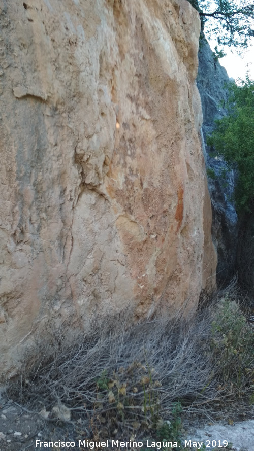 Pinturas rupestres del Paso del Canjorro I - Pinturas rupestres del Paso del Canjorro I. Pared donde se encuentran las pinturas