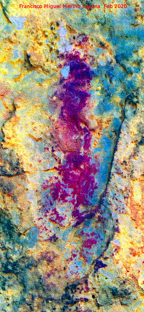 Pinturas rupestres Abrigo Este de las Pe�as de Castro III - Pinturas rupestres Abrigo Este de las Pe�as de Castro III. Tratada con Dstretch