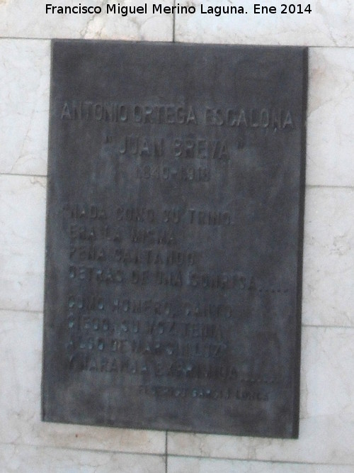 Monumento a Juan Breva - Monumento a Juan Breva. Placa