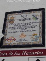 Calle del V Centenario. Placa