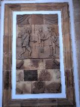 Torres de la Aduana. Placa de la vida de los colonos