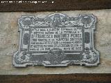 Ermita de la Virgen de la Estrella. Placa en honor a Francisca Martnez Prez que escondi a la Virgen durante la Guerra Civil