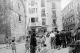 Plaza de San Ildefonso. Foto antigua. Subida de las campanas