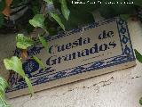 Cuesta de Granados. Placa