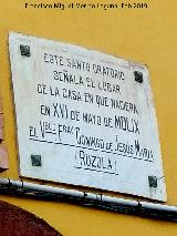 Oratorio del Buen Parto. Placa