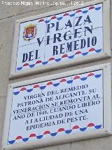 Plaza Virgen del Remedio. Placa