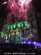 Catedral de Jan. Fachada. Espectculo de luz y fuegos artificiales