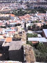 Muralla de Jan. Puerta de Martos. Se ve como la muralla va a encontrarse con la Puerta de Martos